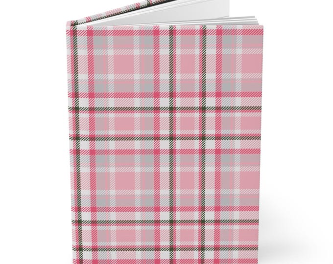 Pink Plaid Hardcover Journal | Pink Tartan Notebook, Spiral-Free Hardcover Notebook