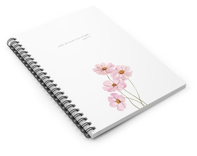 Pink Cosmos Spiral Notebook | Script Bible Verse Ruled Journal