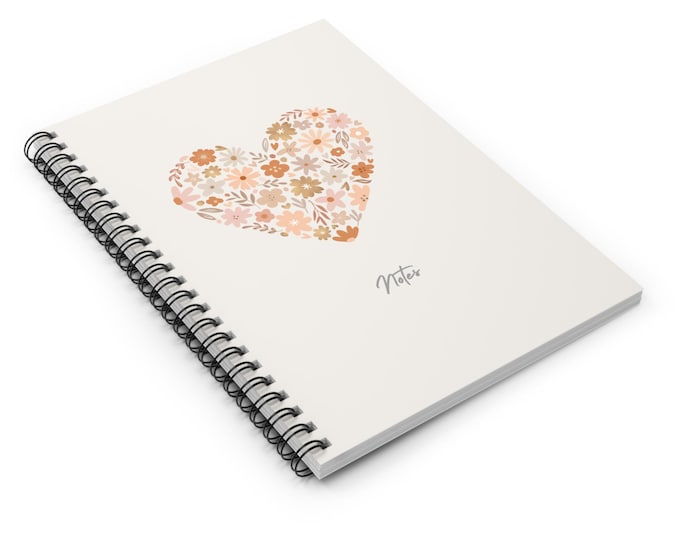 Floral Heart Spiral Notebook | Ruled Notebook