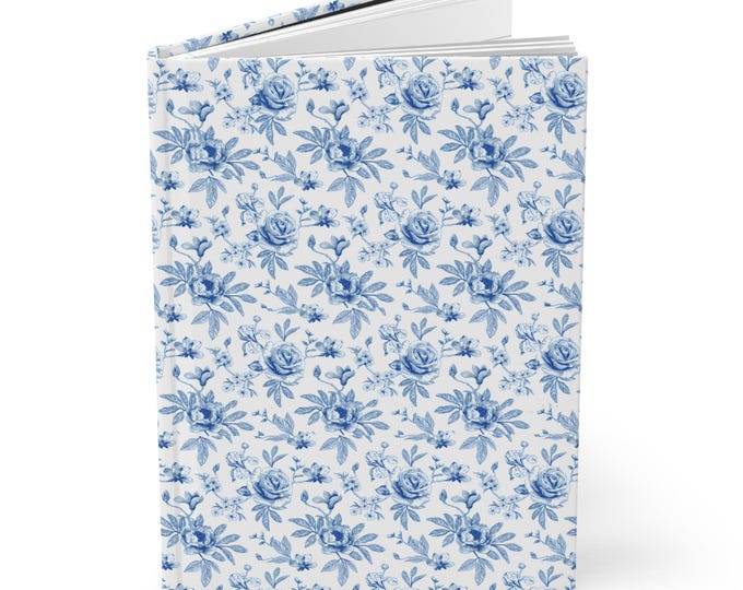 Vintage Blue Floral Pattern Hardcover Journal | Vintage Delft-Inspired Notebook
