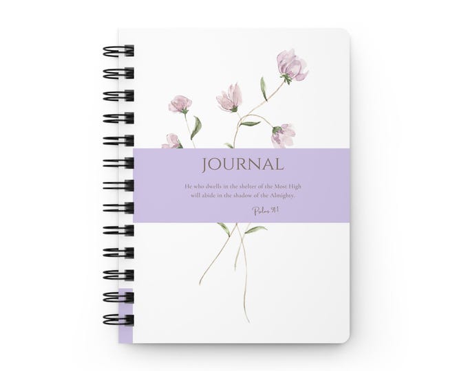 Psalms 91 Floral Journal | Spiral Bound Journal, Purple Wildflower Scripture Cover