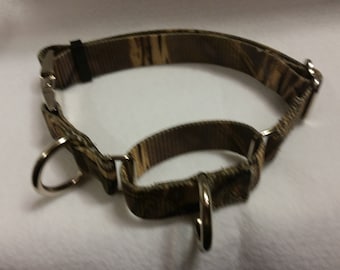 Large Martingale Dog Collar 2 D Rings Combination Walking and Training METAL BUCKLES 22 to 34.5 USA Made