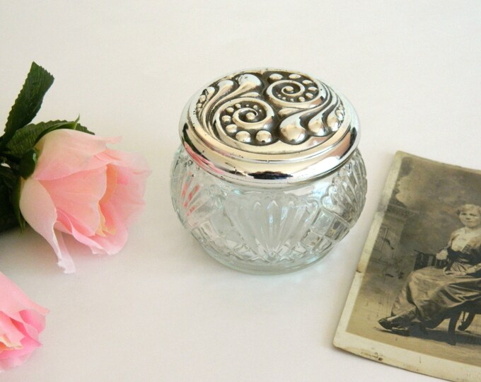 Vintage Avon Glass Jar with Ornate Lid for Bedroom Vanity Etsy