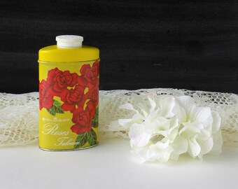 Boldoot Roses Talcum Powder Tin. Advertising Tin Vintage. Victorian Decor. Powder Room Decor Vintage. Boudoir Decor. Boldoot Amsterdam.