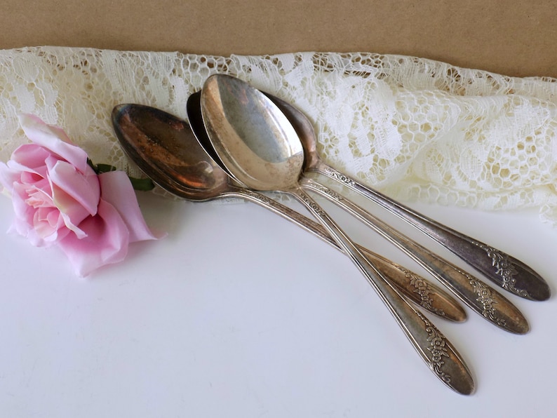 Antique Decor. Silver Serving Spoon Set. Silver Plate Spoons Etsy
