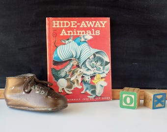 1957 Hide-Away Animals. Mabel Watts. Mary Jane Chase. Rand McNally Junior Elf Book. Picture Book Animal. Preschool Book. Kid's Book Vintage