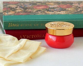 Avon Persian Wood Cream Sachet Jar. Vanity Table Decor Boudoir. Victorian Decor. Vintage Cosmetic Jar. Ring Box. Vanity Accessories.