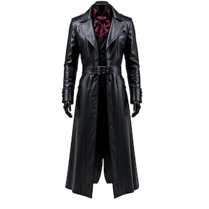 Men&#39;s Genuine Leather Gothic Trench Coat: Vampire Steampunk Cosplay