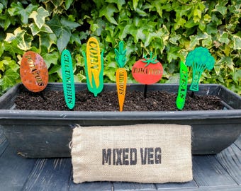Set of 7 Vegetable Patch Stakes/Markers
