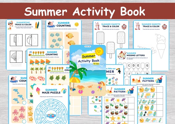 Summer Activity Book for Kids: Mazes, I Spy, Puzzles (PDF Printable)