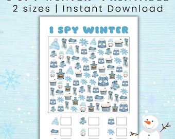 I Spy Game Winter,  Counting Game, Winter Activity Printable for Kids, Preschool, Homeschool Printable Activity (Digital Download)
