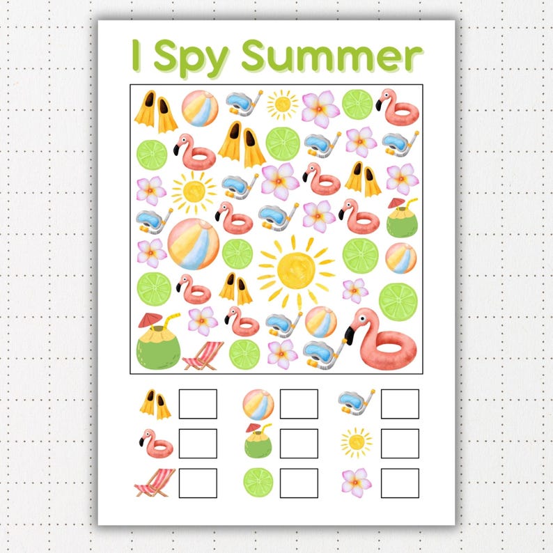 I Spy Summer Printable Activity – Counting | Kids Party Game | Learning ...