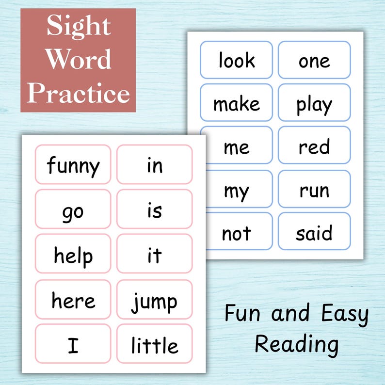 Pre-primer Dolch Sight Words Flashcards | 40 High-frequency Words for ...