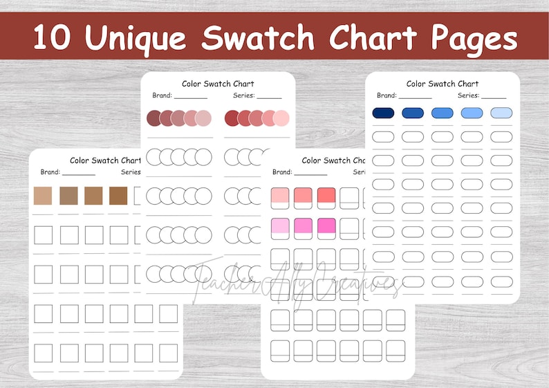 10-page Printable Swatch Chart | Marker, Watercolor, Paint Color Chart ...