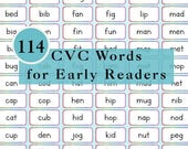 CVC Word List Flashcards: Phonics Early Reading Practice (Digital Download PDF)