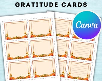 Editable Thanksgiving Gratitude Cards, I am Thankful For Cards, Activity for Kids & Family (Digital Download)