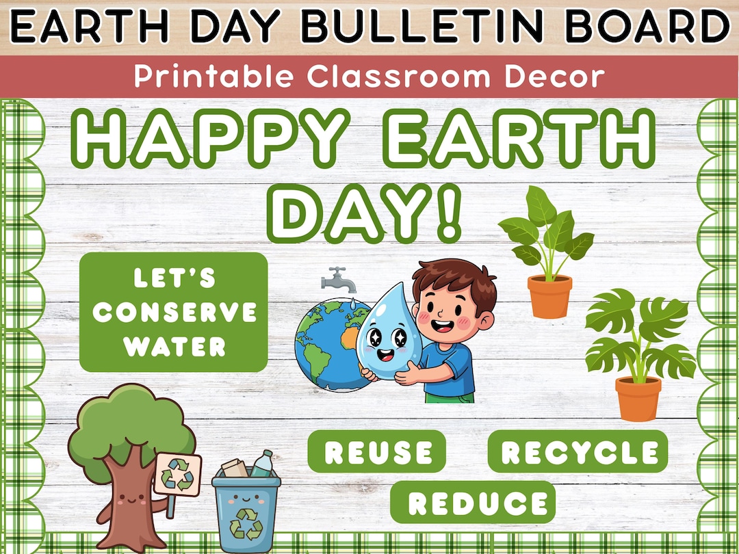 Happy Earth Day Bulletin Board Decor, Classroom Nature Display , Reuse ...