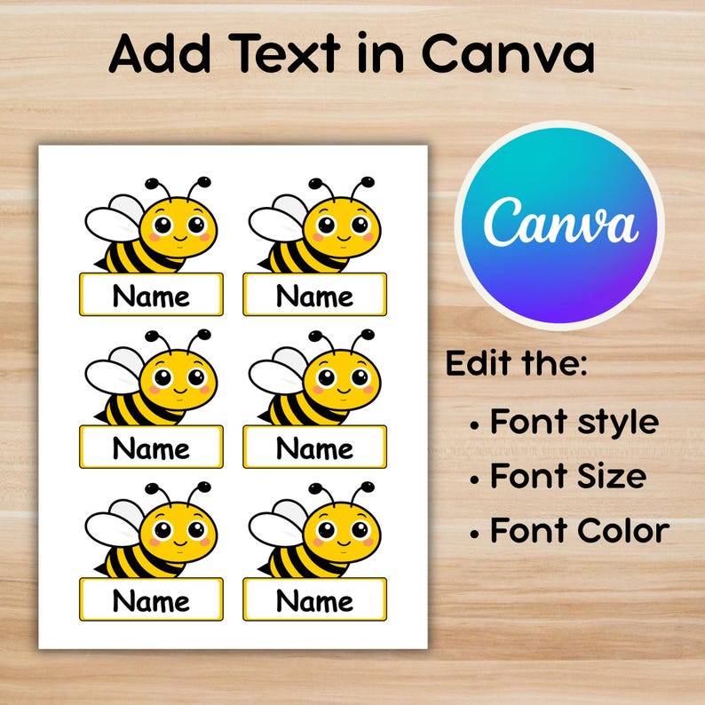 Editable Bee Name Tags Spring Classroom Decor, Printable Student ...