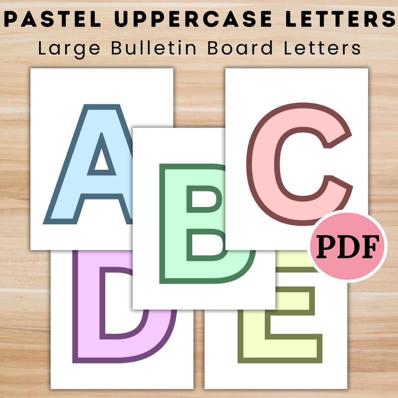 Pastel Alphabet Letters, Classroom Bulletin Board Decor, Large ...