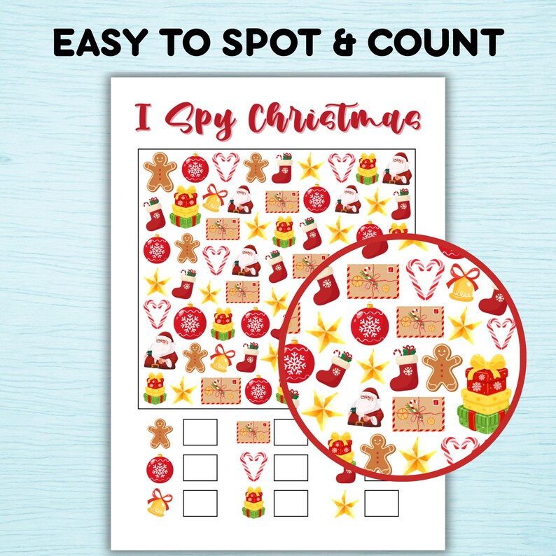 Christmas I Spy Game Printable Activity for Kids, Holiday Party Games ...