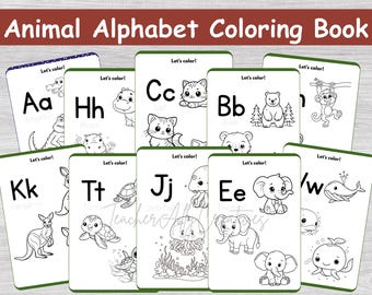Animal Alphabet Malbuch: A-Z druckbare Aktivitätsseiten (PDF-Download A4-Größe)