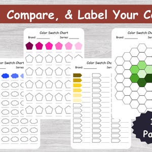11-seitiges, druckbares Farbmuster-Chart-Bundle | Aquarell & Marker Musterblätter | Kunst Versorgung Organizer | Sofort Download PDF