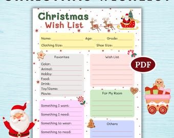 Christmas Wish List Printable, Letter to Santa, Holiday Wishlist ...