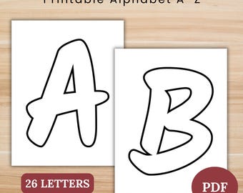 Letras del alfabeto grandes con contorno para imprimir, decoración para el tablón de anuncios del aula (descarga digital)