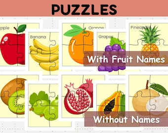 Fruit Jigsaw Puzzle: Printable Montessori Toddler Matching Game (PDF Download)