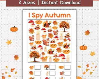 I Spy Autumn Printable Game – Fall and Thanksgiving Activity for Kids & Adults (Digital Download)