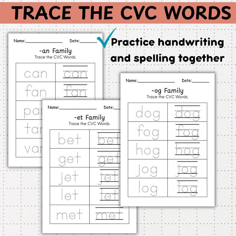 Printable CVC Word Worksheet Bundle: 70-page Phonics Activities (PDF ...