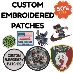 Custom Embroidered Patches | Your Logo or Design | Iron-On, Sew-On or Hook Backing