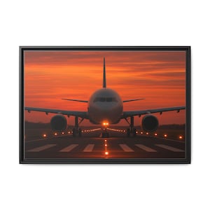 Framed Airplane on Runway Canvas Aviation Canvas Airplane Photography