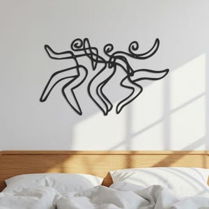 Dancing Silhouette Metal Wall Art, Abstract Couple Line Art Wall Decor, Modern Iron Wall Sculpture, Living Room or Studio Gift Idea