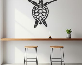 Metal Sea Turtle Wall Art – Coastal Beach House Silhouette