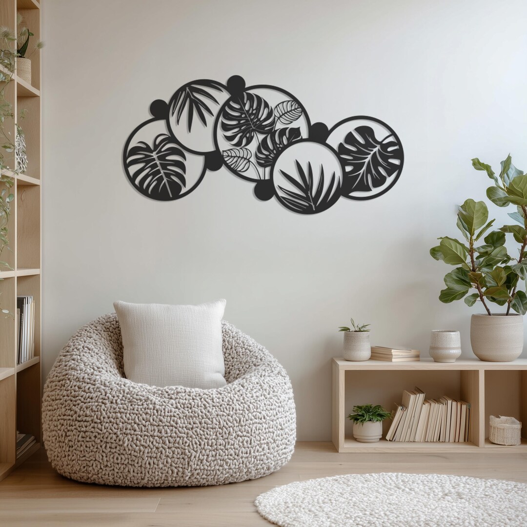 Picture of Botanical Leaf Wall Art, Modern Tropical Plant Metal Decor for Living ...
