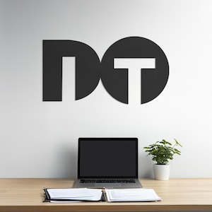 Custom Office Logo Metal Wall Art, Minimalist Company Initial Sign, Personalized Iron Business Decor for Modern Workspace in 5 Color Options