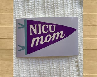 Pegatina de banderín para mamá de la UCIN: vinilo morado para concienciar sobre bebés prematuros