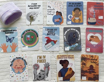 Colección de marcadores de hitos del bebé con accesorios fotográficos para la UCIN: real, dulce y de apoyo