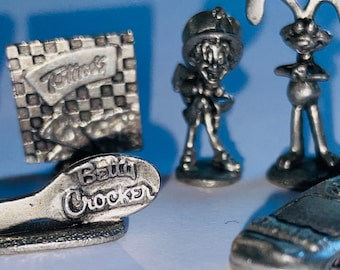 VINTAGE Monopoly General Mills Game Pieces Tokens Betty Crocker Spoon Trix Rabbit Pillsbury Doughboy Lucky Leprechaun Totino's Pizza ETC