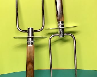 Vintage Mid Century Meat Poultry Fork Two Prong Meat Carving Serving  Utensil Bakelite (?) Handle