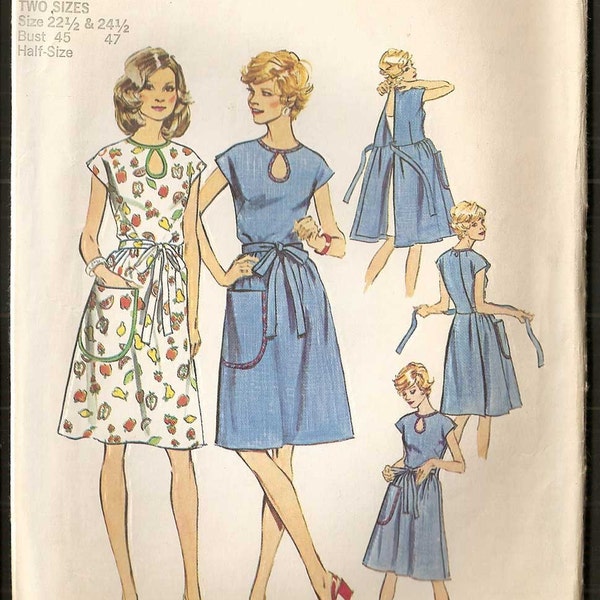 Vintage 1974 Wrap and Tie Dress Simplicity UNcut Pattern 6341  Half-Sizes