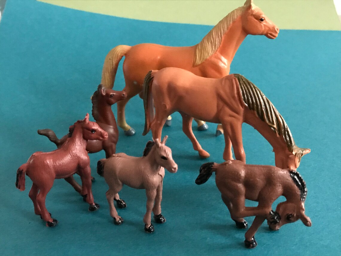 Vintage Mid Century Toy Horses Miniature Plastic & Rubber Etsy