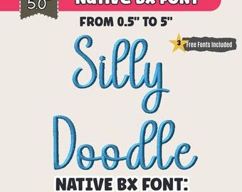 Silly Doodle BX Embroidery Font Native BX Embrilliance Elegant Vintage Alphabet Home Floral Projects Embroidery Fonts Machine Embroidery