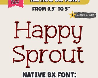 Happy Sprout BX Embroidery Font Native BX Embrilliance Elegant Vintage Alphabet Home Floral Projects Embroidery Fonts Machine Embroidery
