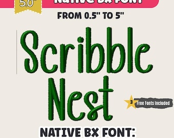 Scribble Nest BX Embroidery Font Native BX Embrilliance Elegant Vintage Alphabet Home Floral Projects Embroidery Fonts Machine Embroidery