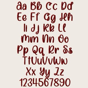 Digital Embroidery Font Script BX Format Cursive Alphabet Collection Machine Lettering System Elegant Style Design Embrilliance Software Compatible File Baby Project Applications Home Decor Items Apparel Customization Scalable Size Options