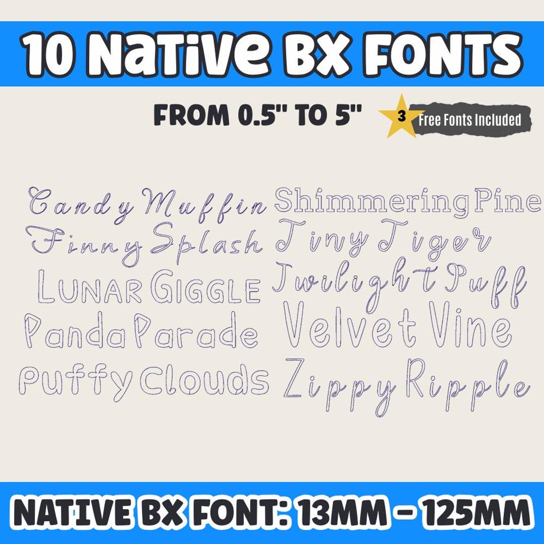 10 Font Set BX Embroidery Font Native BX Embrilliance Elegant Vintage ...