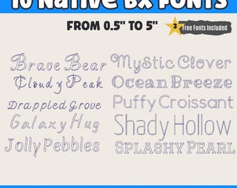 10 Font Set  BX Embroidery Font Native BX Embrilliance Elegant Vintage Alphabet Home Floral Projects Embroidery Fonts Machine Embroidery 12