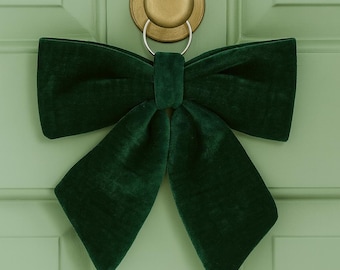 Velvet Christmas Bow – Large Holiday Door or Tree Topper in Red, Green & Burgundy